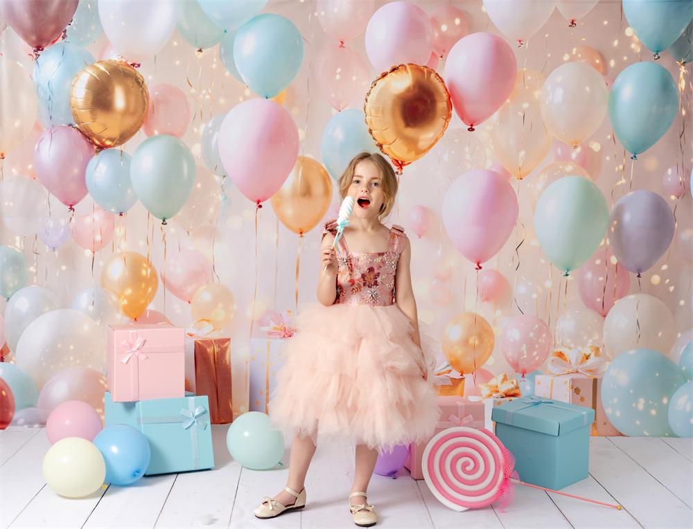 Kate Geburtstag Luftballons Geschenke Pastell Hintergrund Entworfen von Emetselch
