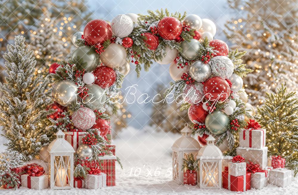 ⚡Blitzangebote #2-Kate Weihnachten Ballonbogen Schnee Geschenke Hintergrund - Kate Backdrop.de