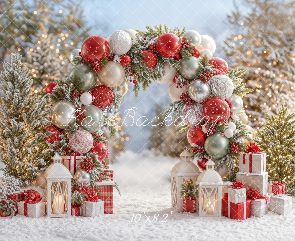⚡Blitzangebote #2-Kate Weihnachten Ballonbogen Schnee Geschenke Hintergrund - Kate Backdrop.de