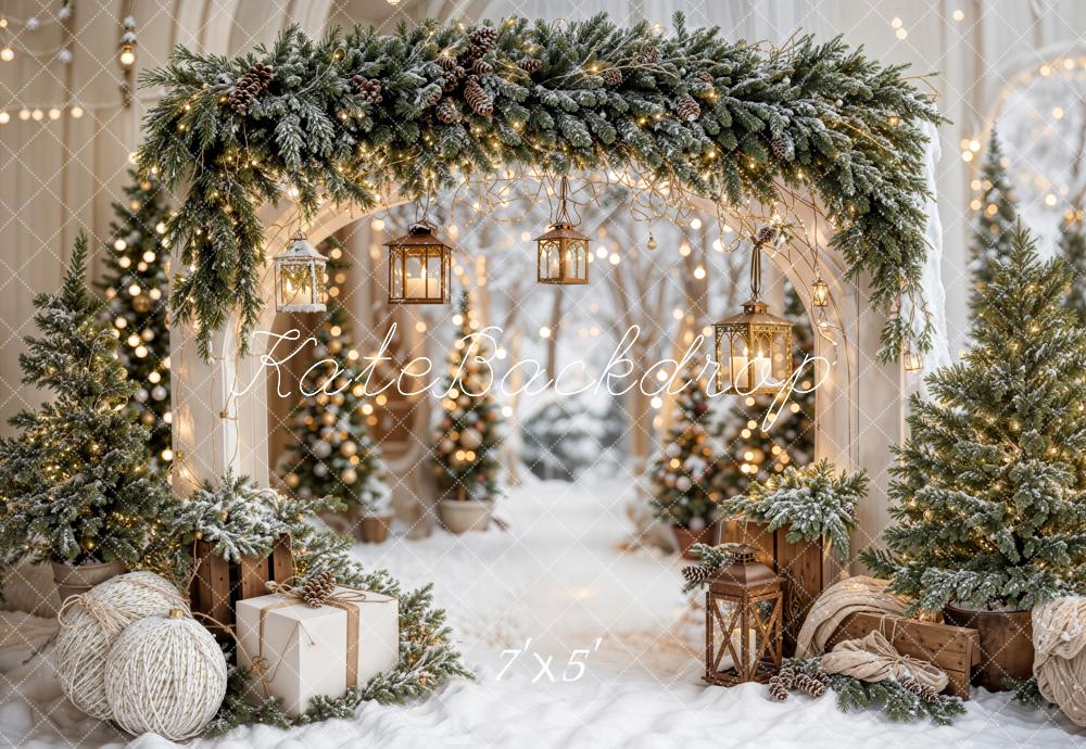 ⚡Blitzangebote-Weihnachten Bogengirlande Schneebäume Hintergrund - Kate Backdrop.de