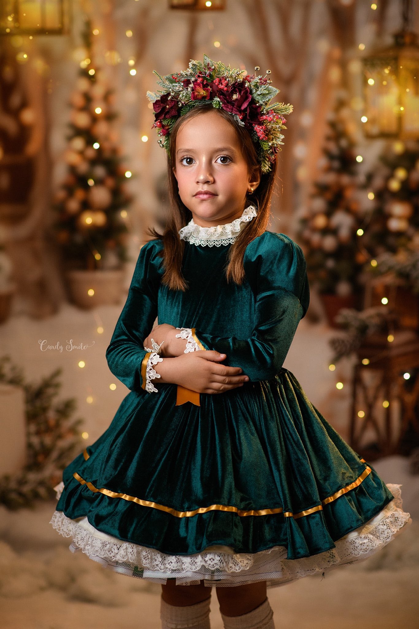 Kate Weihnachten Bogengirlande Schneebäume Hintergrund entworfen von Emetselch