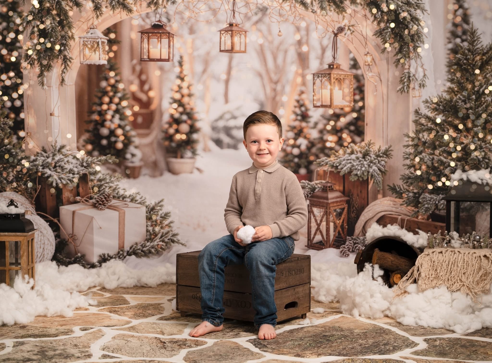 Kate Weihnachten Bogengirlande Schneebäume Hintergrund entworfen von Emetselch - Kate Backdrop.de