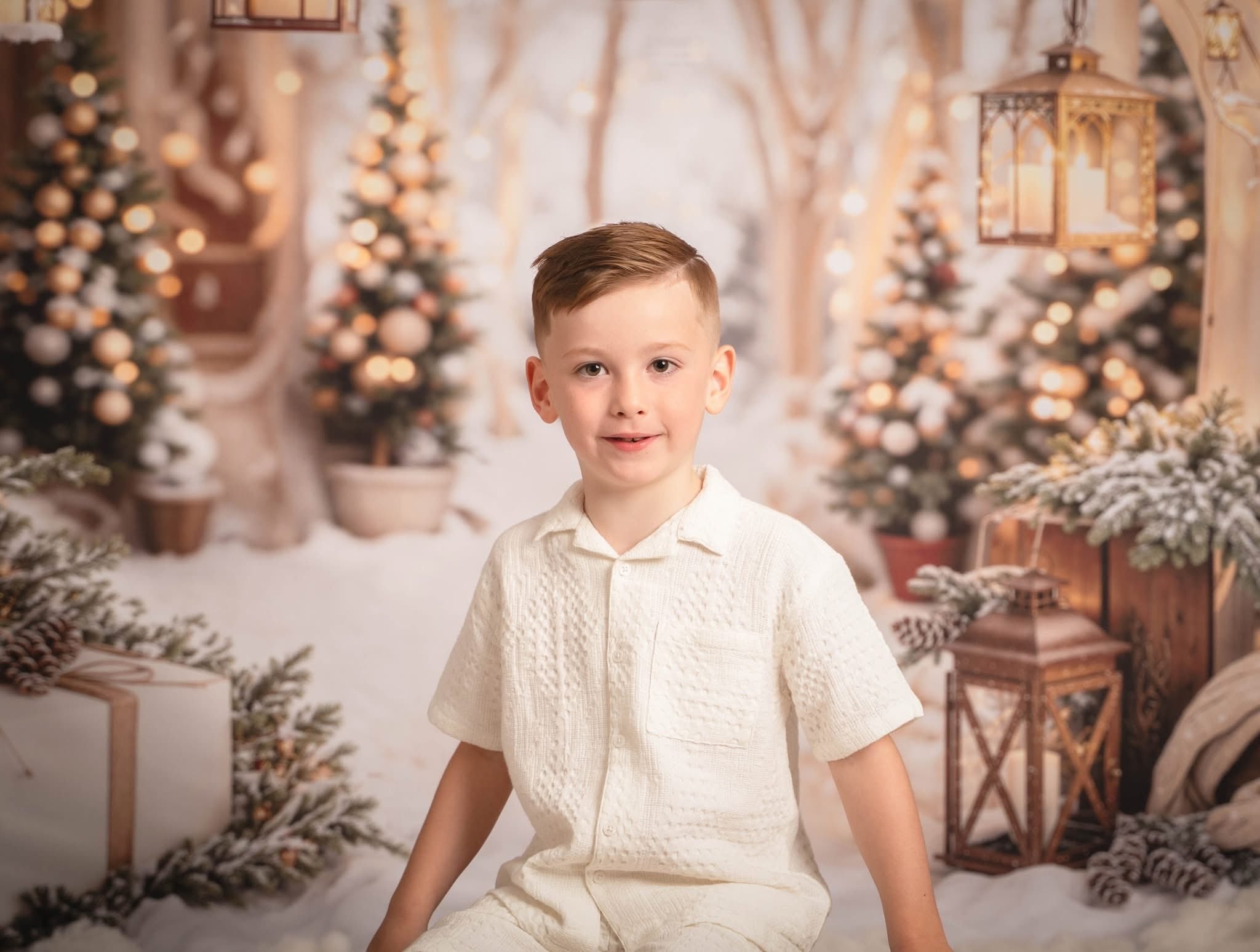 Kate Weihnachten Bogengirlande Schneebäume Hintergrund entworfen von Emetselch - Kate Backdrop.de