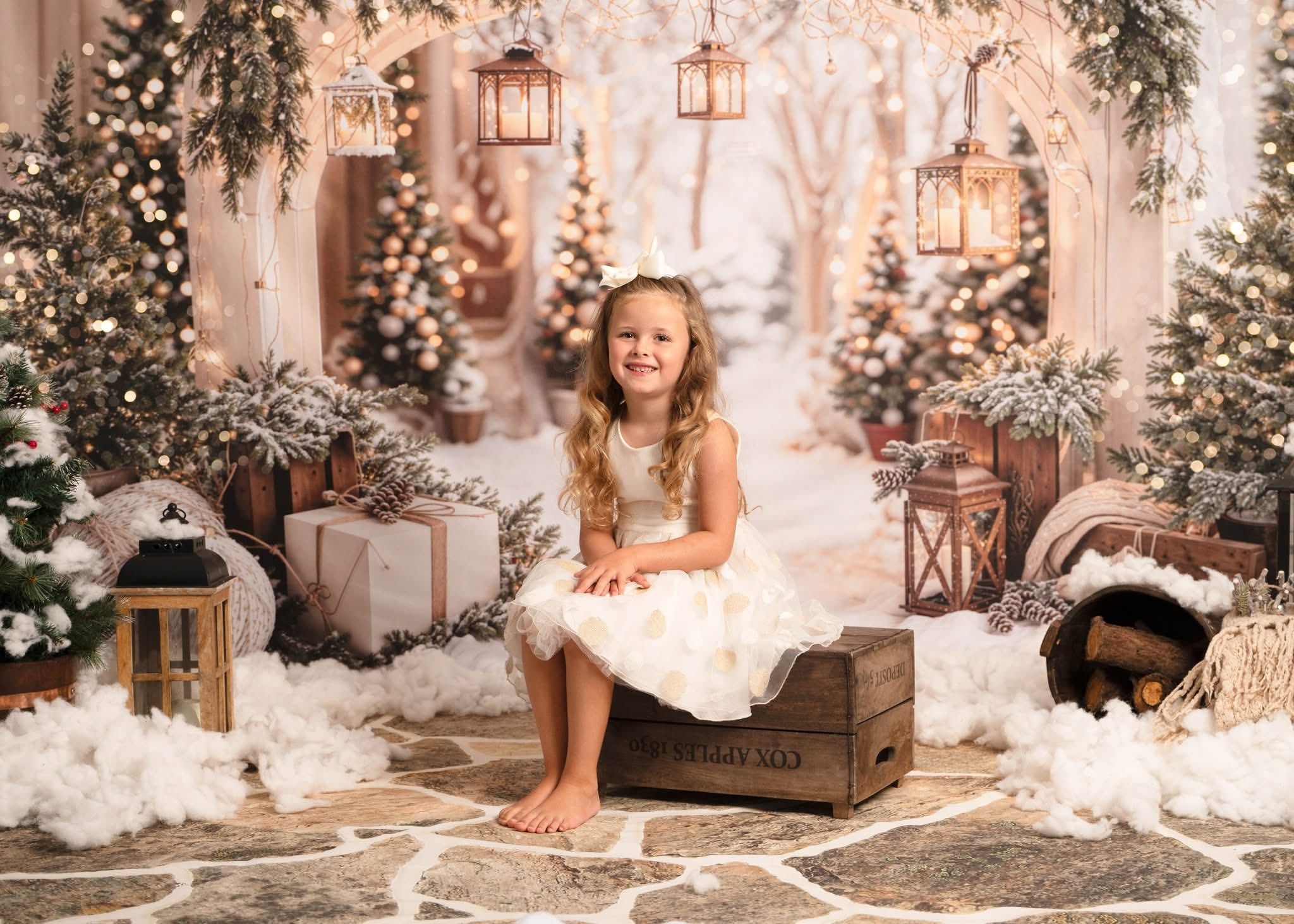 Kate Weihnachten Bogengirlande Schneebäume Hintergrund entworfen von Emetselch - Kate Backdrop.de