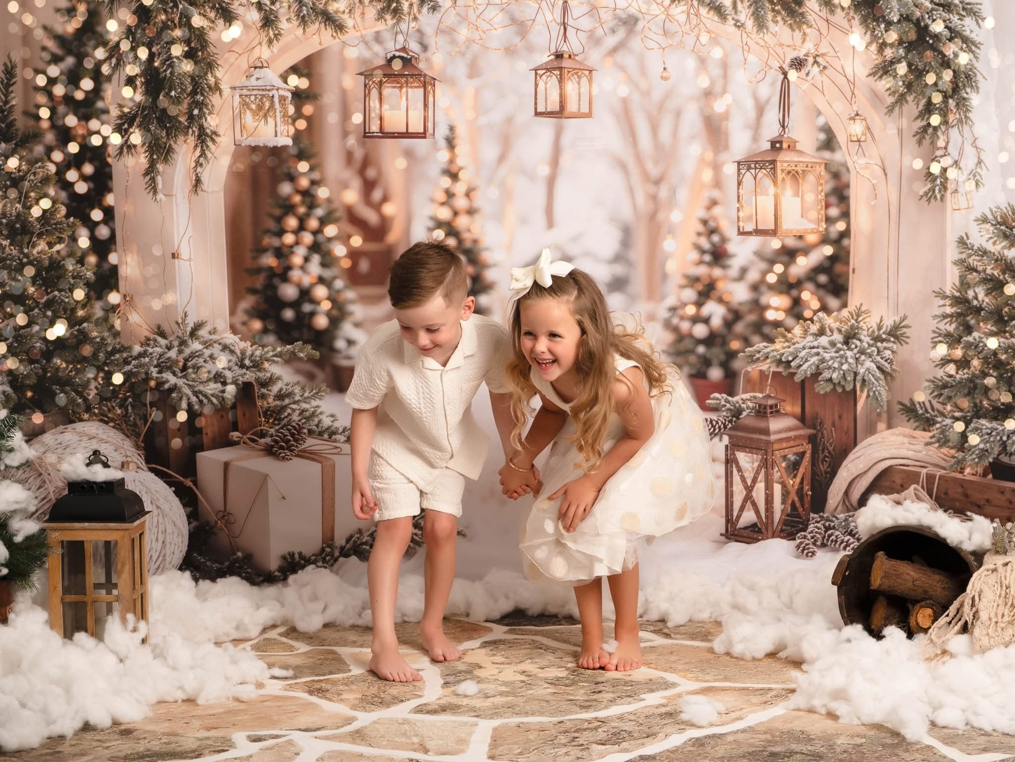 Kate Weihnachten Bogengirlande Schneebäume Hintergrund entworfen von Emetselch - Kate Backdrop.de