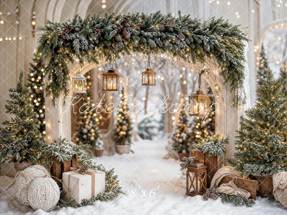 ⚡Blitzangebote-Weihnachten Bogengirlande Schneebäume Hintergrund - Kate Backdrop.de