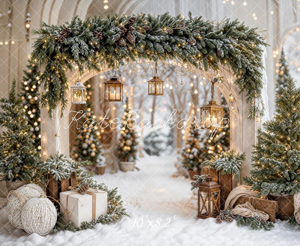 ⚡Blitzangebote-Weihnachten Bogengirlande Schneebäume Hintergrund - Kate Backdrop.de