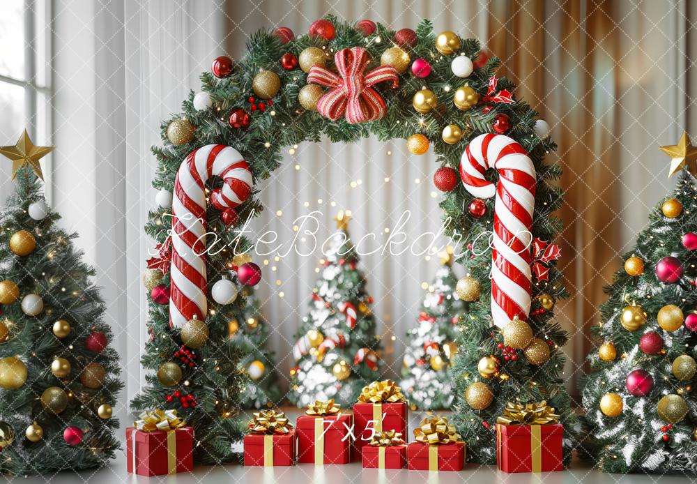 Kate Weihnachten-Baum Zuckerstangenbogen im Raum Hintergrund Entworfen von Mini MakeBelieve - Kate Backdrop.de