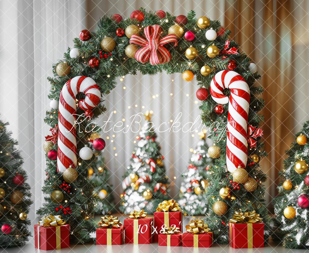 Kate Weihnachten-Baum Zuckerstangenbogen im Raum Hintergrund Entworfen von Mini MakeBelieve - Kate Backdrop.de
