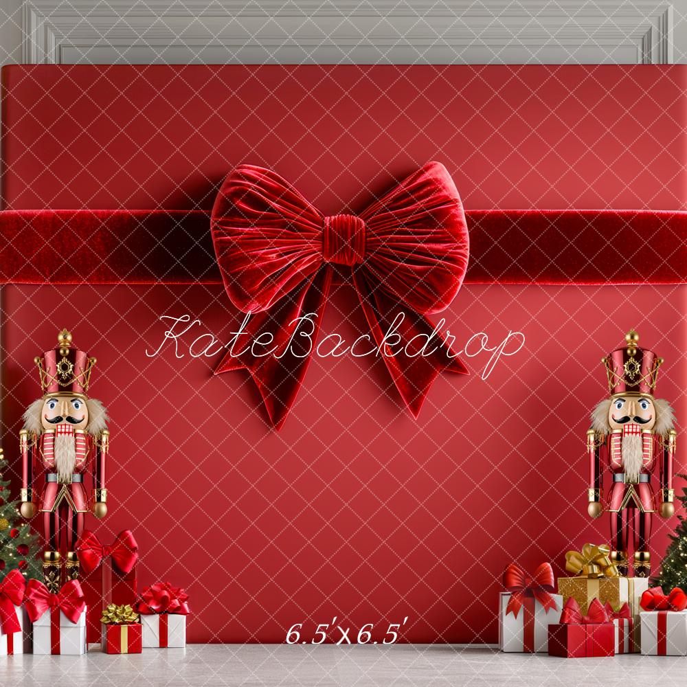 ⚡Blitzangebote #2-Kate Weihnachten - Nussknacker Große Geschenkschleife Hintergrund - Kate Backdrop.de