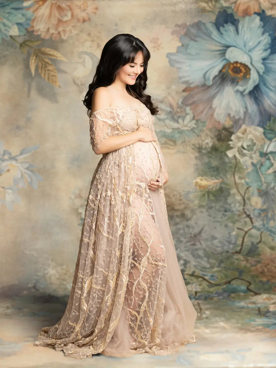 Kate Blumenmuster Blautöne Vintage Hintergrund Entworfen von Emetselch