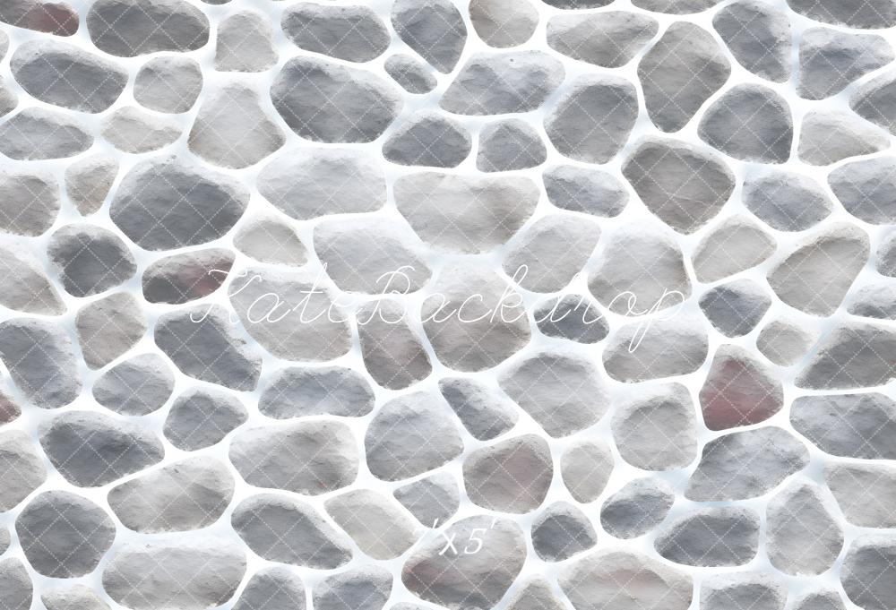 Kate Graue Kopfsteinpflasterwand-Textur Vinyl Hintergrund Boden