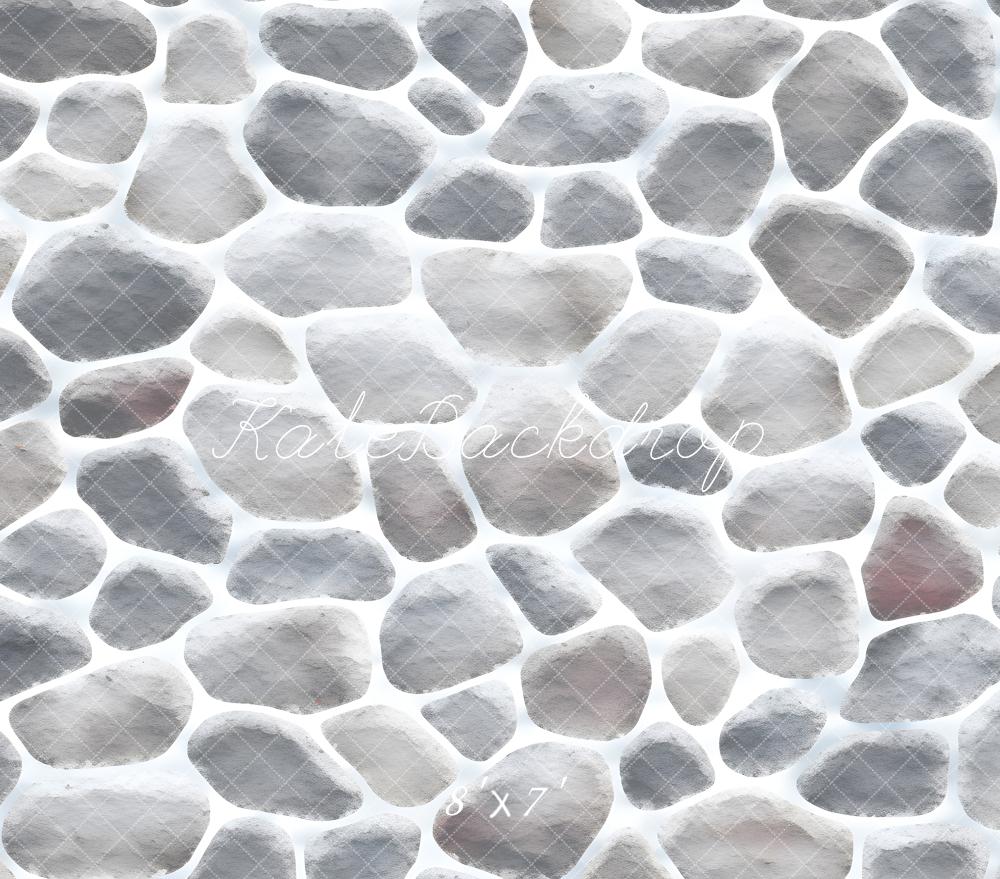Kate Graue Kopfsteinpflasterwand-Textur Vinyl Hintergrund Boden
