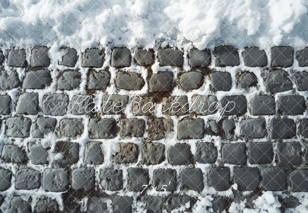 Kate Ziegelmauer Schnee Vinyl Hintergrund Boden