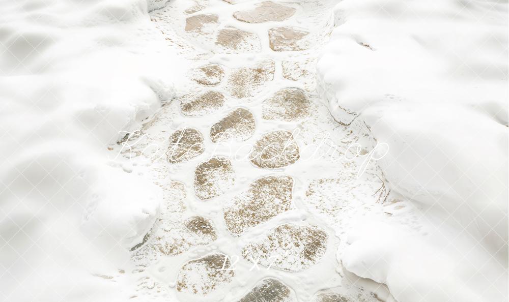 Kate Winter Schneebedeckter Steinweg Vinyl Hintergrund Boden
