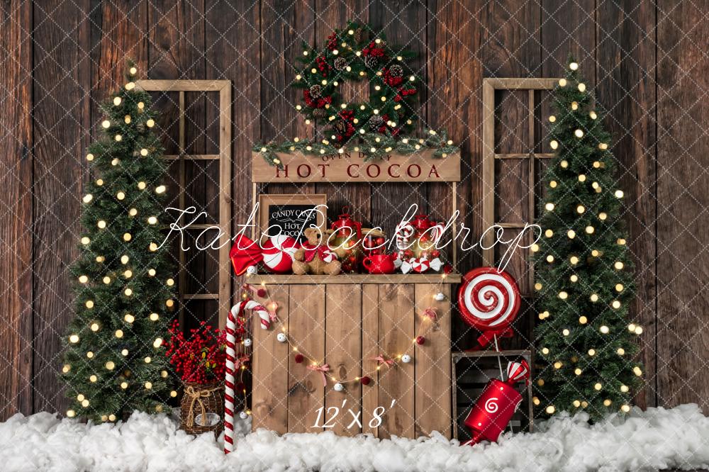 Kate Weihnachtsbaum Fleece Hintergrund Winter Hei?e Schokolade Entworfen von Emetselch - Kate Backdrop.de