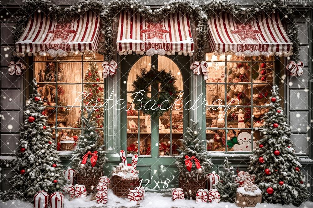 Kate Weihnachtsgeschenkladen im Schnee Fleece Hintergrund - Kate Backdrop.de