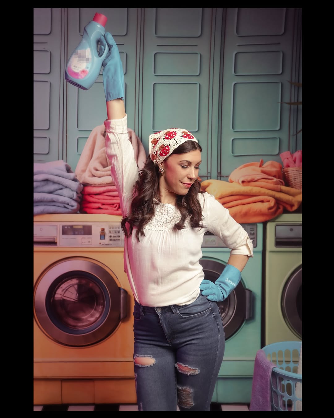 Kate Wäschetag Bunte Waschmaschine Fleece Hintergrund Entworfen von Chain Photography - Kate Backdrop.de