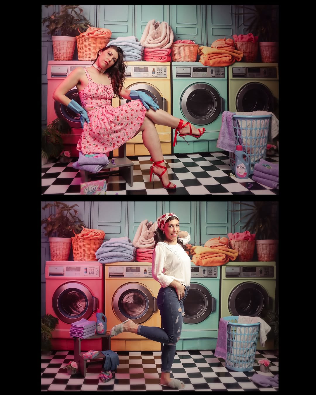 Kate Wäschetag Bunte Waschmaschine Fleece Hintergrund Entworfen von Chain Photography - Kate Backdrop.de