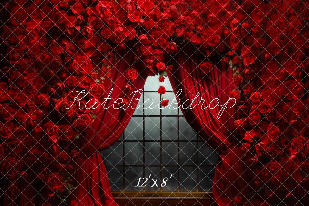 Kate Valentinstag Rosen Vorhänge Fleece Hintergrund Entworfen von Mini MakeBelieve - Kate Backdrop.de