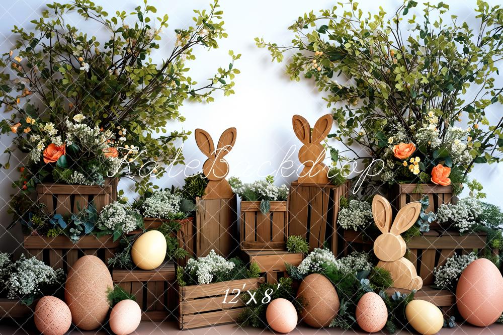 Kate Holzhasen Ostern Fleece Hintergrund Entworfen von Patty Robert - Kate Backdrop.de