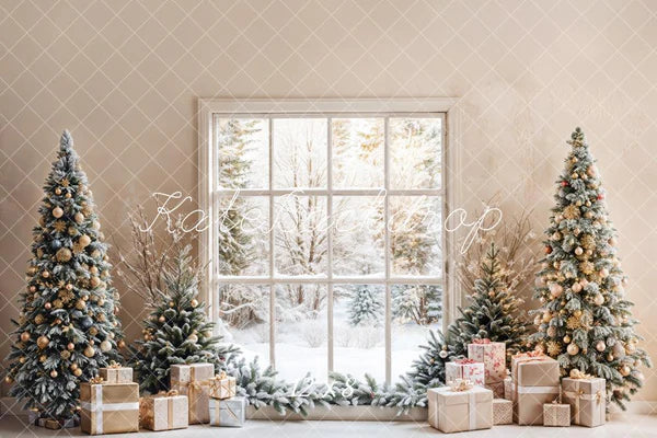 Kate Weihnachten -Bäume Fenster Geschenkbox Hintergrund Entworfen von Emetselch - Kate Backdrop.de