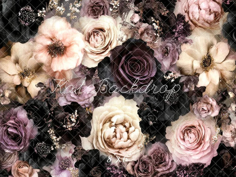 ⚡Blitzangebote #2-Kate Feine Kunst Vintage Blumen dunkel Rosa Fleece Hintergrund - Kate Backdrop.de