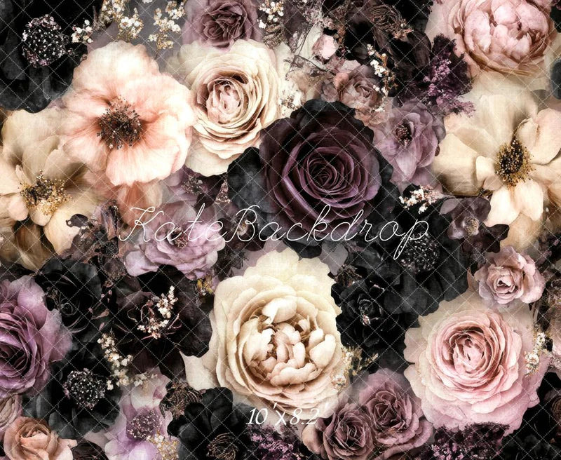 ⚡Blitzangebote #2-Kate Feine Kunst Vintage Blumen dunkel Rosa Fleece Hintergrund - Kate Backdrop.de