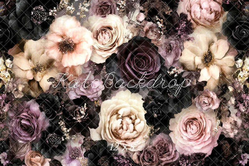 ⚡Blitzangebote #2-Kate Feine Kunst Vintage Blumen dunkel Rosa Fleece Hintergrund - Kate Backdrop.de