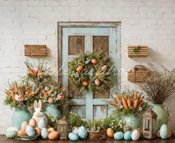 ⚡Blitzangebote #1-Kate Osterhase Blumen Rustikale Scheune Hintergrund - Kate Backdrop.de