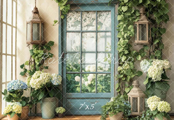 🔥50%OFF-Kate Frühling Blumen Fenster Tür Hortensien Hintergrund - Kate Backdrop.de