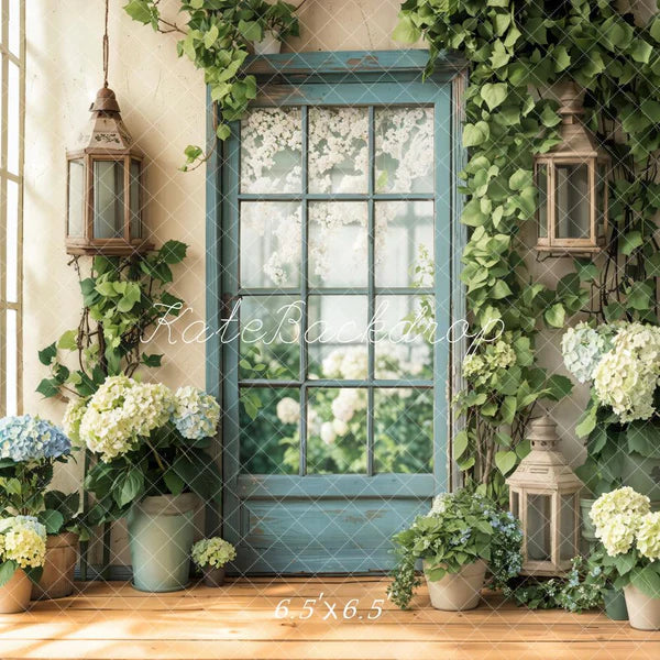 🔥50%OFF-Kate Frühling Blumen Fenster Tür Hortensien Hintergrund - Kate Backdrop.de