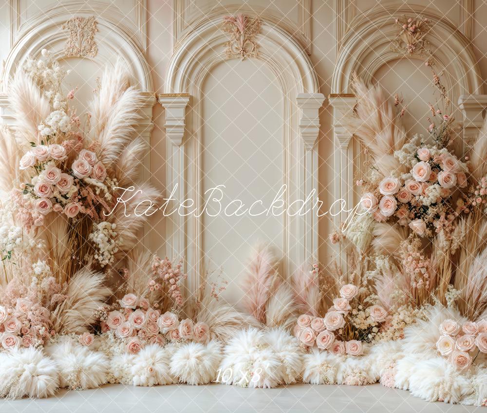 🔥50%OFF-Kate Boho- Blumen Bogen Hochzeit Retro Fleece Hintergrund - Kate Backdrop.de