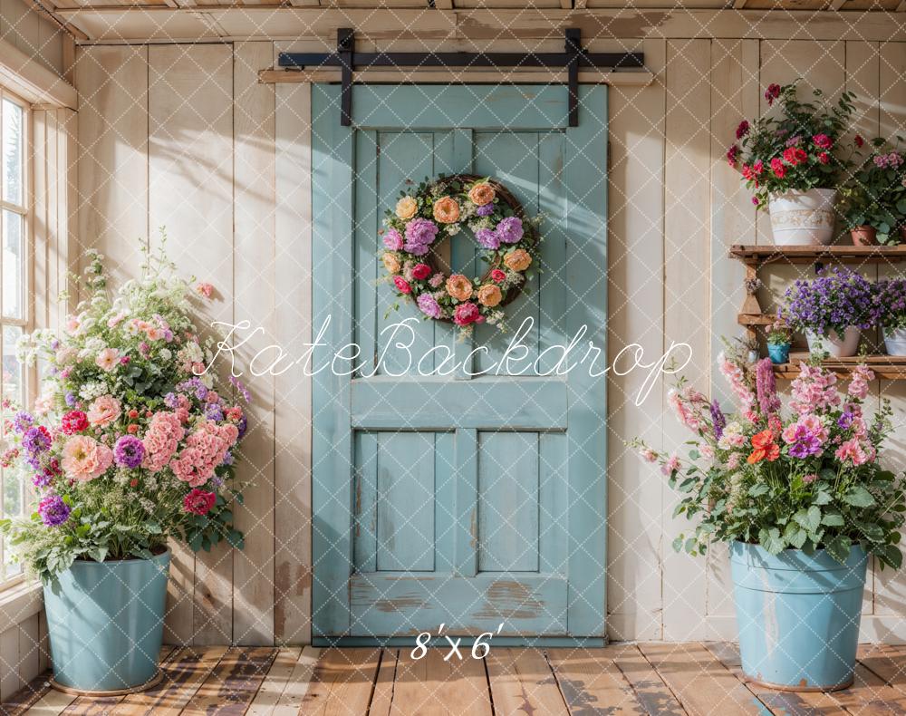 Kate Frühling Blumen Tür Sonnenlicht Fleece Hintergrund - Kate Backdrop.de