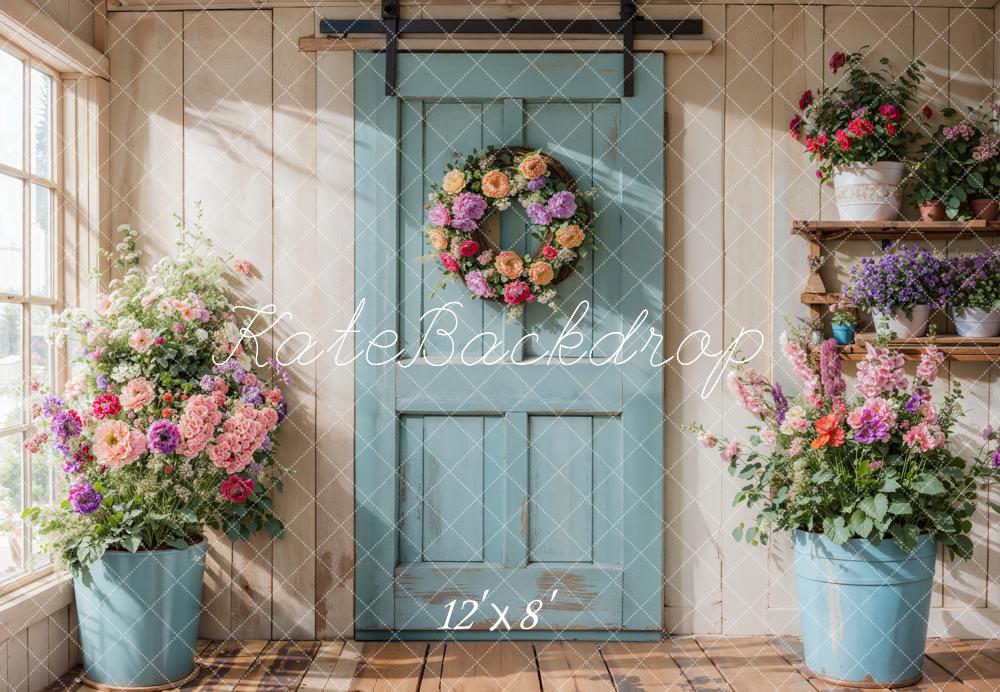 Kate Frühling Blumen Tür Sonnenlicht Fleece Hintergrund - Kate Backdrop.de