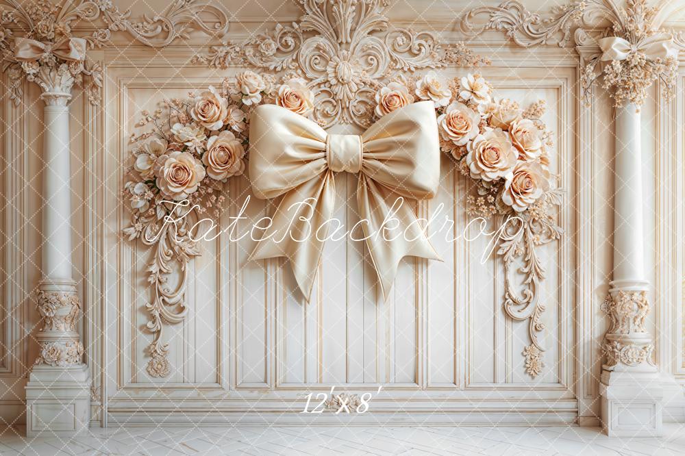 Kate Retrowand Blumenschleife Beige Fleece Hintergrund - Kate Backdrop.de