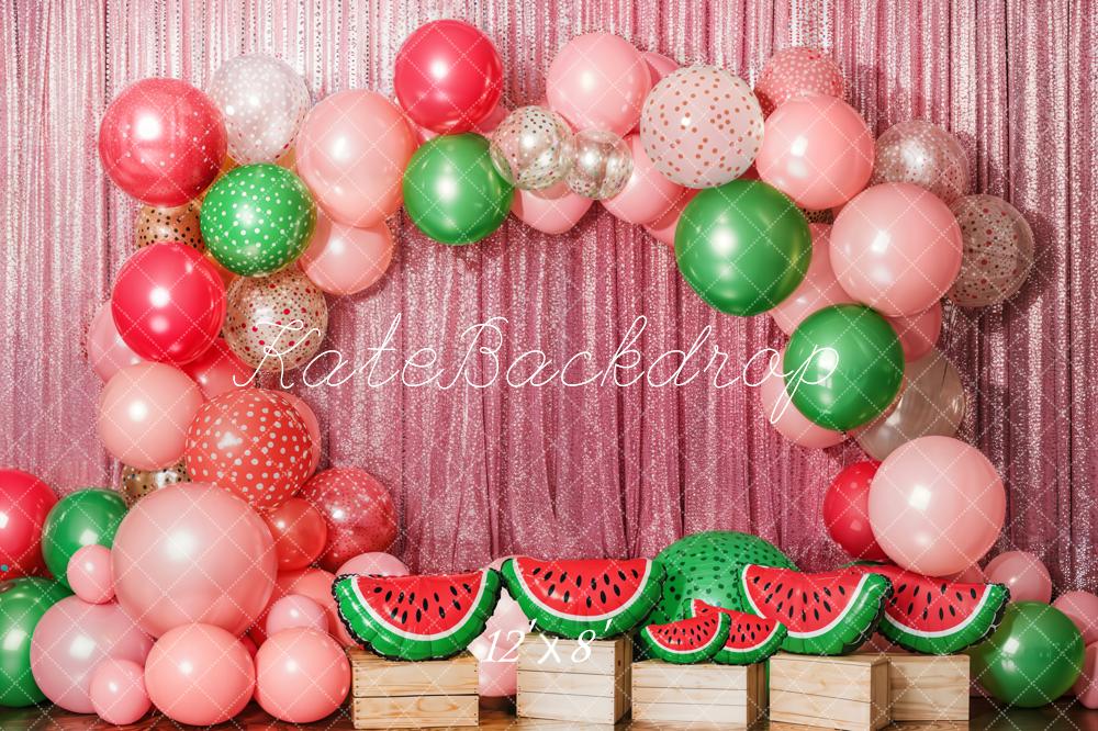 Kate Cake Smash Sommer Wassermelone Luftballon Bogen Fleece Hintergrund - Kate Backdrop.de