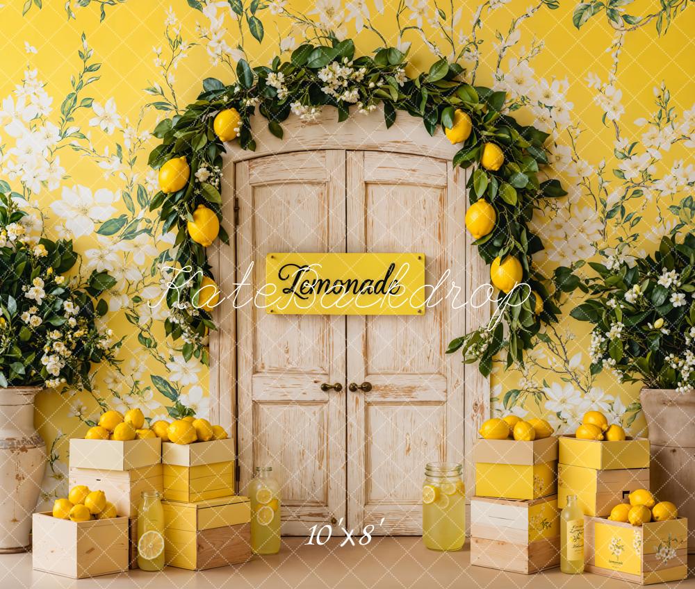 Kate Sommer Zitrone Blumenbogen Fleece Hintergrund - Kate Backdrop.de