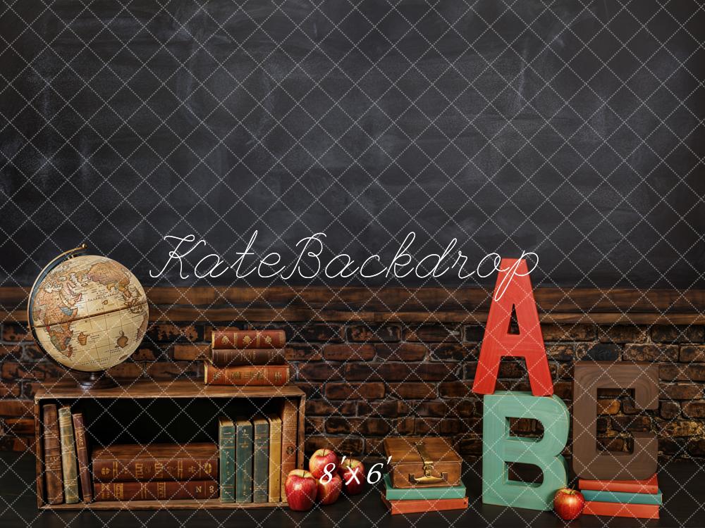 🔥50%OFF-Kate Graduation Schule Kreidetafel Globus Klassenzimmer Fleece Hintergrund - Kate Backdrop.de