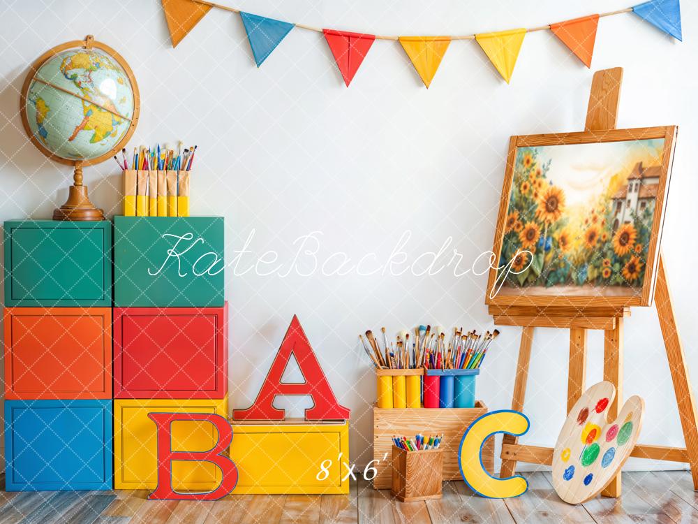 Kate Schule Kunst Malerei Alphabet Blöcke Fleece Hintergrund - Kate Backdrop.de