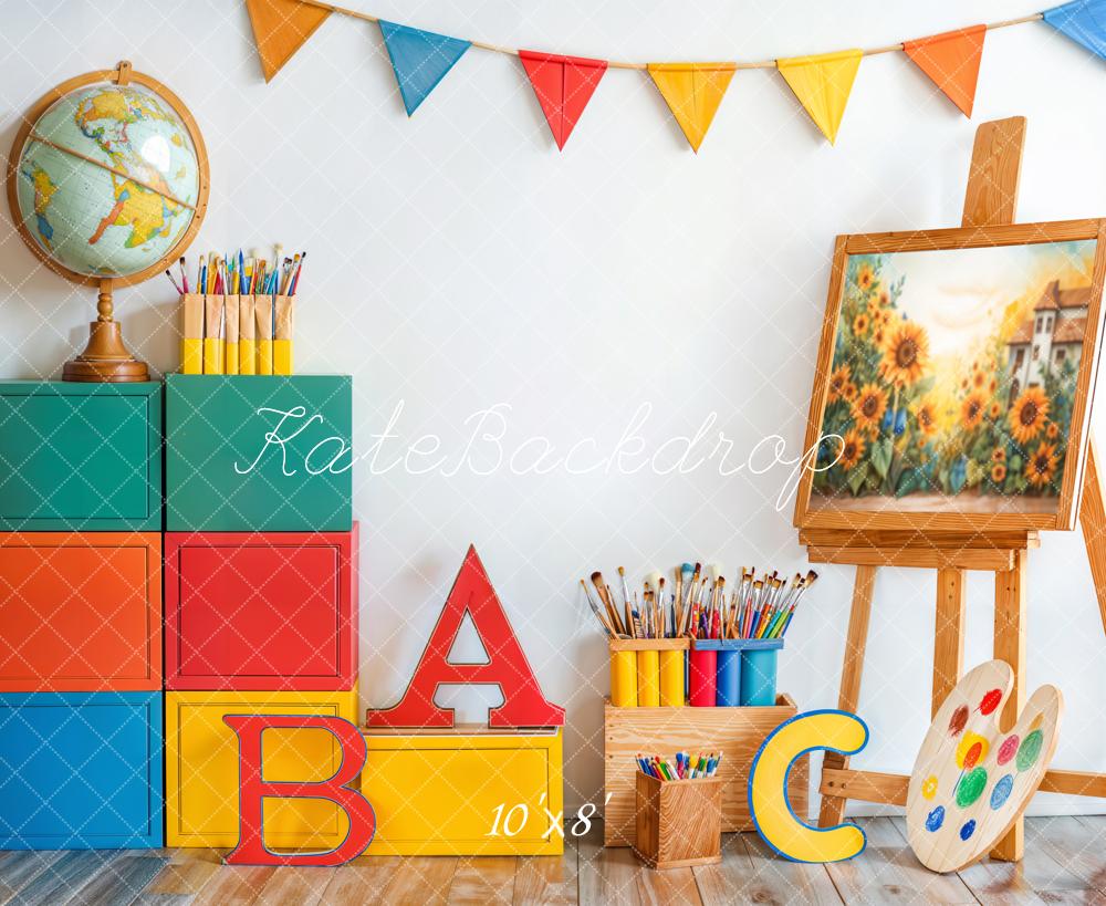 Kate Schule Kunst Malerei Alphabet Blöcke Fleece Hintergrund - Kate Backdrop.de