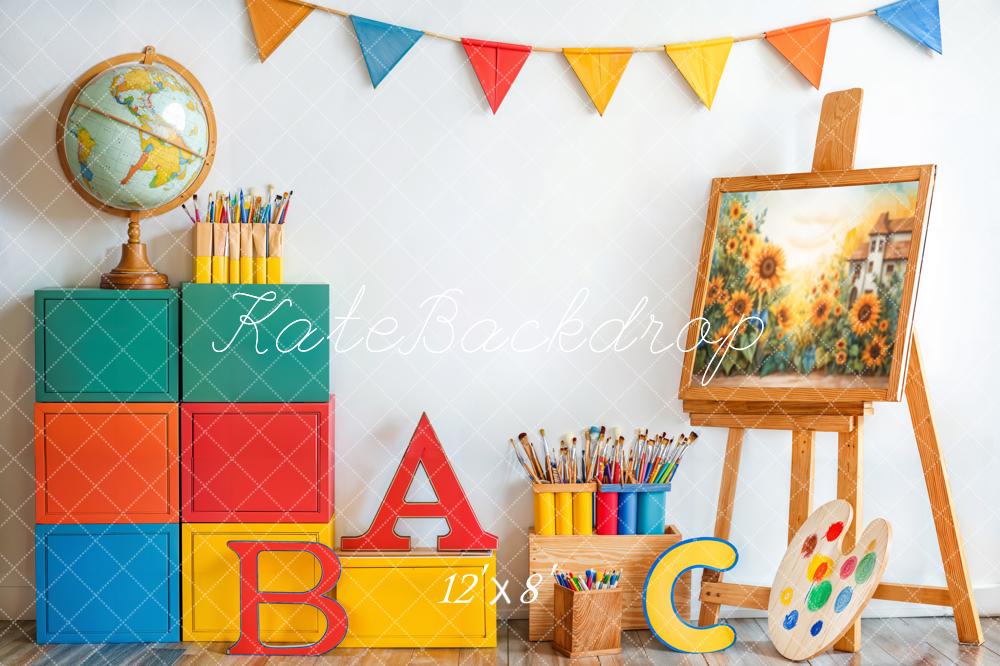 Kate Schule Kunst Malerei Alphabet Blöcke Fleece Hintergrund - Kate Backdrop.de