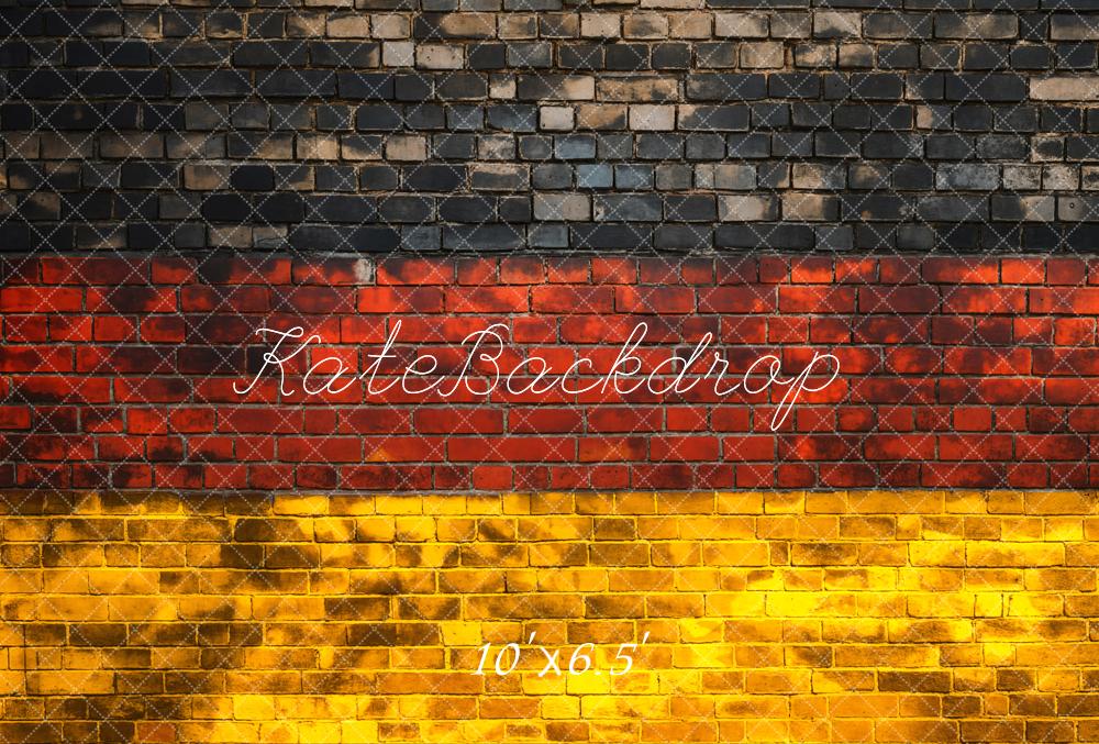 Kate Retro-Ziegelwand Deutsche Flagge Nationalfeiertag Fleece Hintergrund Entworfen von Chain Photography - Kate Backdrop.de