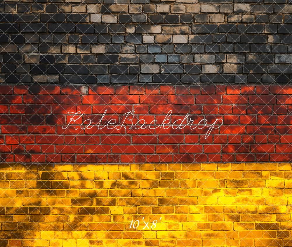 Kate Retro-Ziegelwand Deutsche Flagge Nationalfeiertag Fleece Hintergrund Entworfen von Chain Photography - Kate Backdrop.de