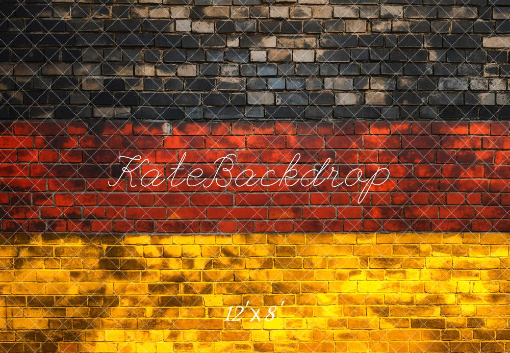 Kate Retro-Ziegelwand Deutsche Flagge Nationalfeiertag Fleece Hintergrund Entworfen von Chain Photography - Kate Backdrop.de