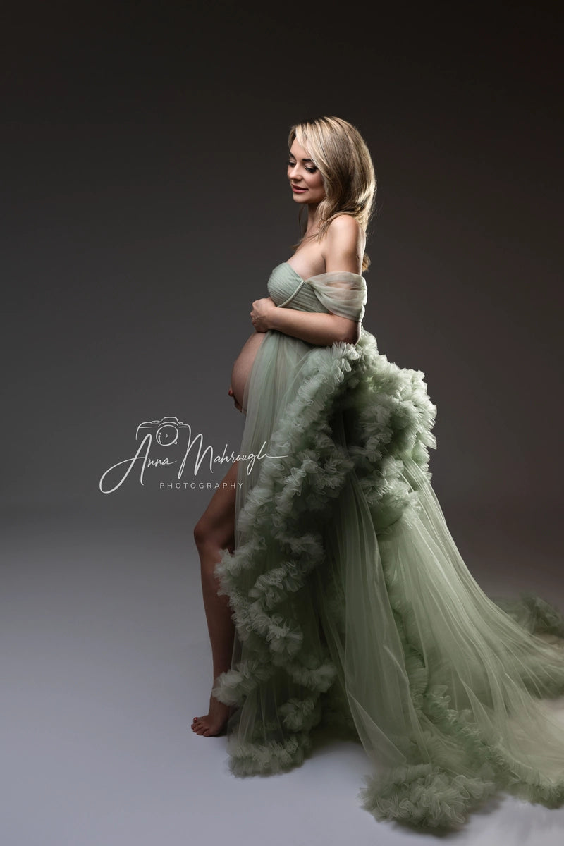 Kate Ein-Schulter-Netz-Mutterschafts-Fotoshoot-Kleid - Kate Backdrop.de