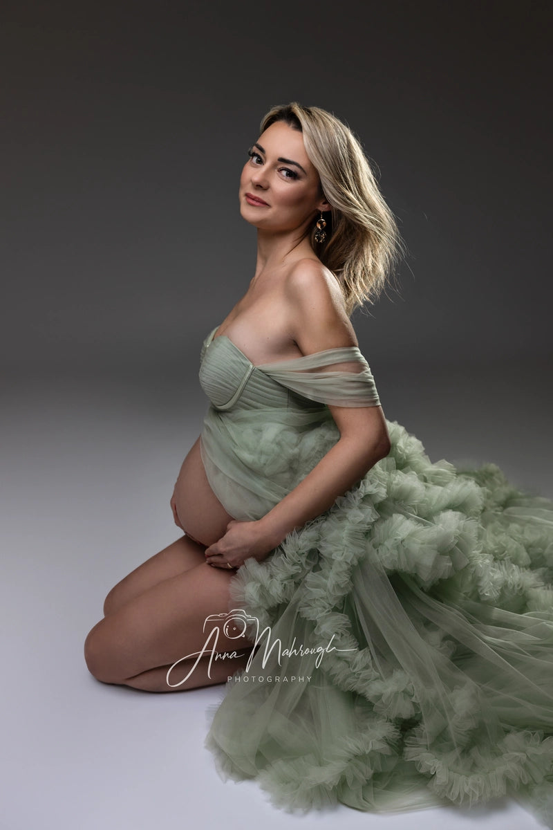 Kate Ein-Schulter-Netz-Mutterschafts-Fotoshoot-Kleid - Kate Backdrop.de