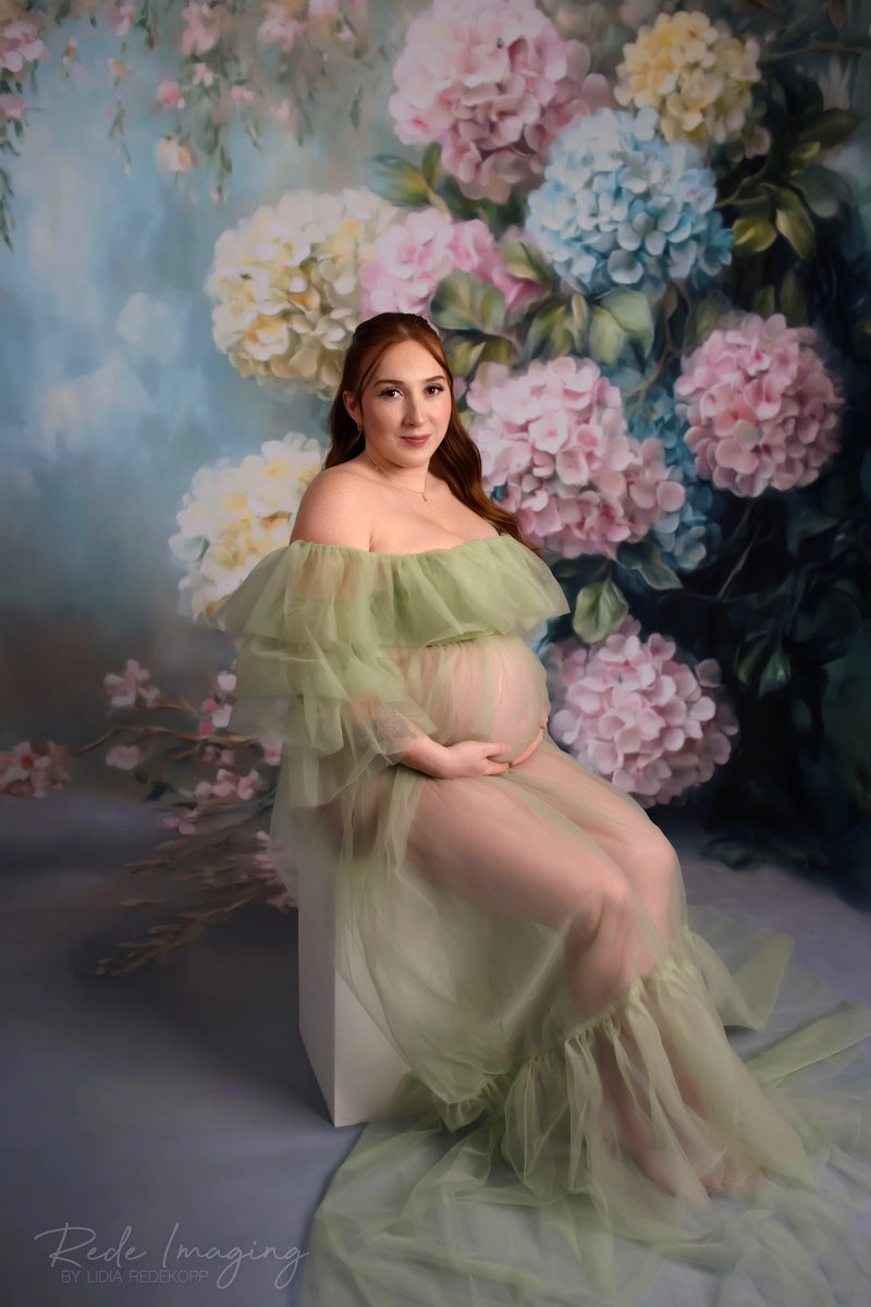 Kate schlauchloses Mesh-Mutterschafts-Fotoshoot-Kleid - Kate Backdrop.de