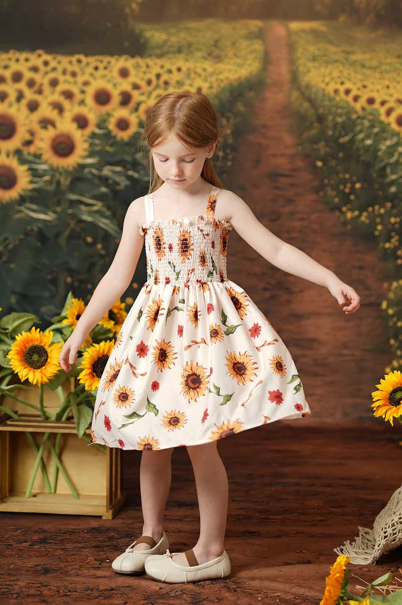 Kate Sommer Sonnenblume Kind Kleid für Fotografie - Kate Backdrop.de