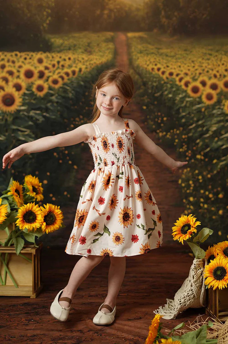 Kate Sommer Sonnenblume Kind Kleid für Fotografie - Kate Backdrop.de